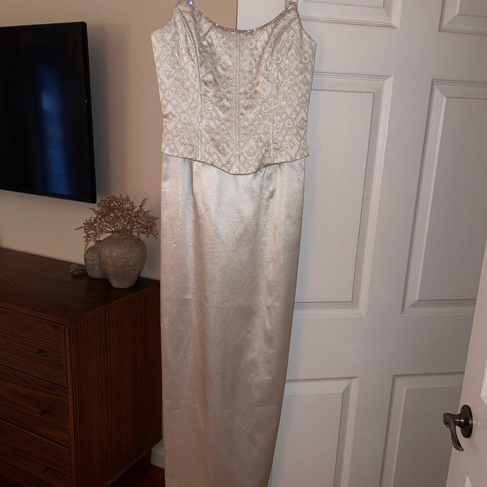 Jessica McClintock Vintage Silver Midi Gown